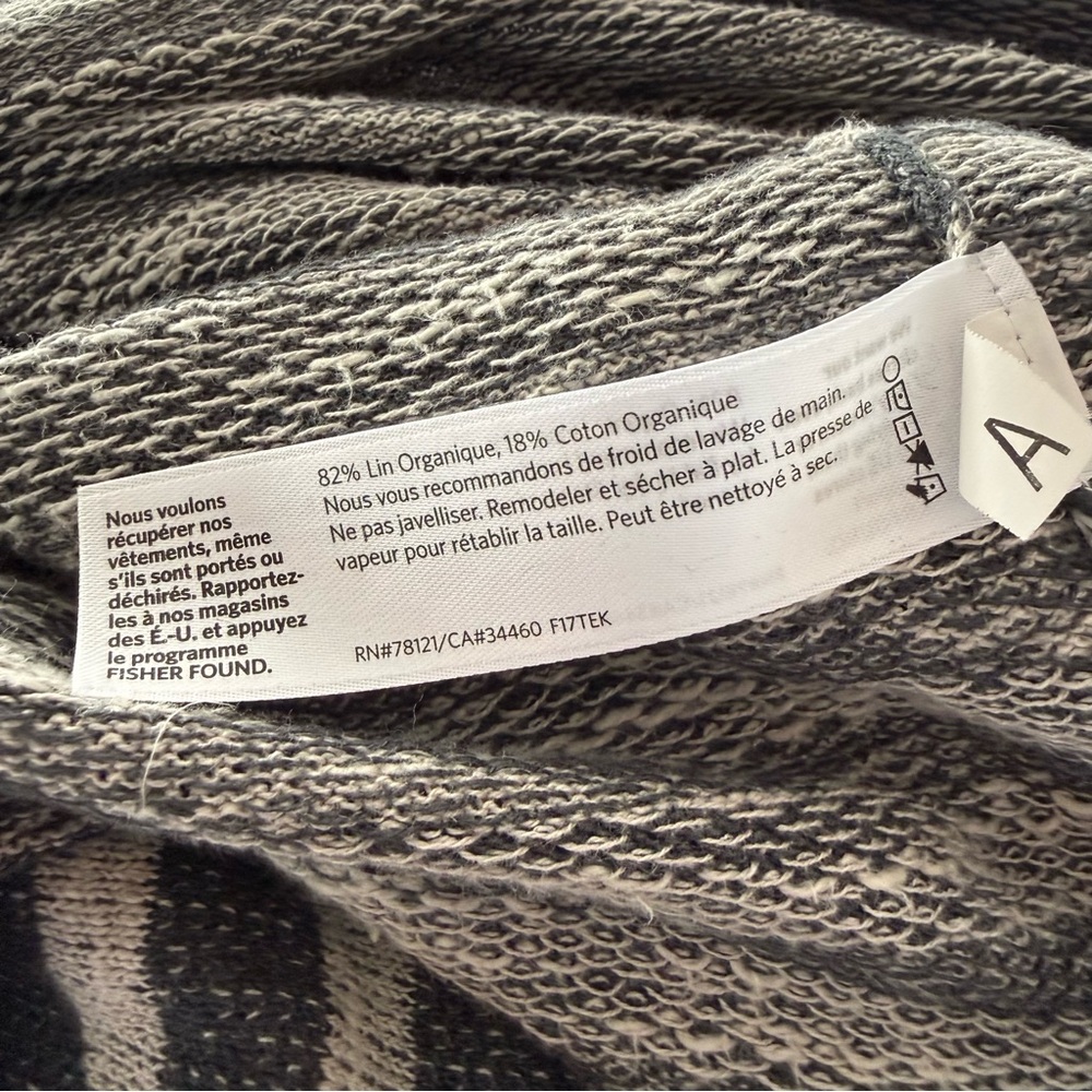 EILEEN FISHER Gray Organic Linen & Cotton Crewneck Long Sweater Small - Picture 4 of 4